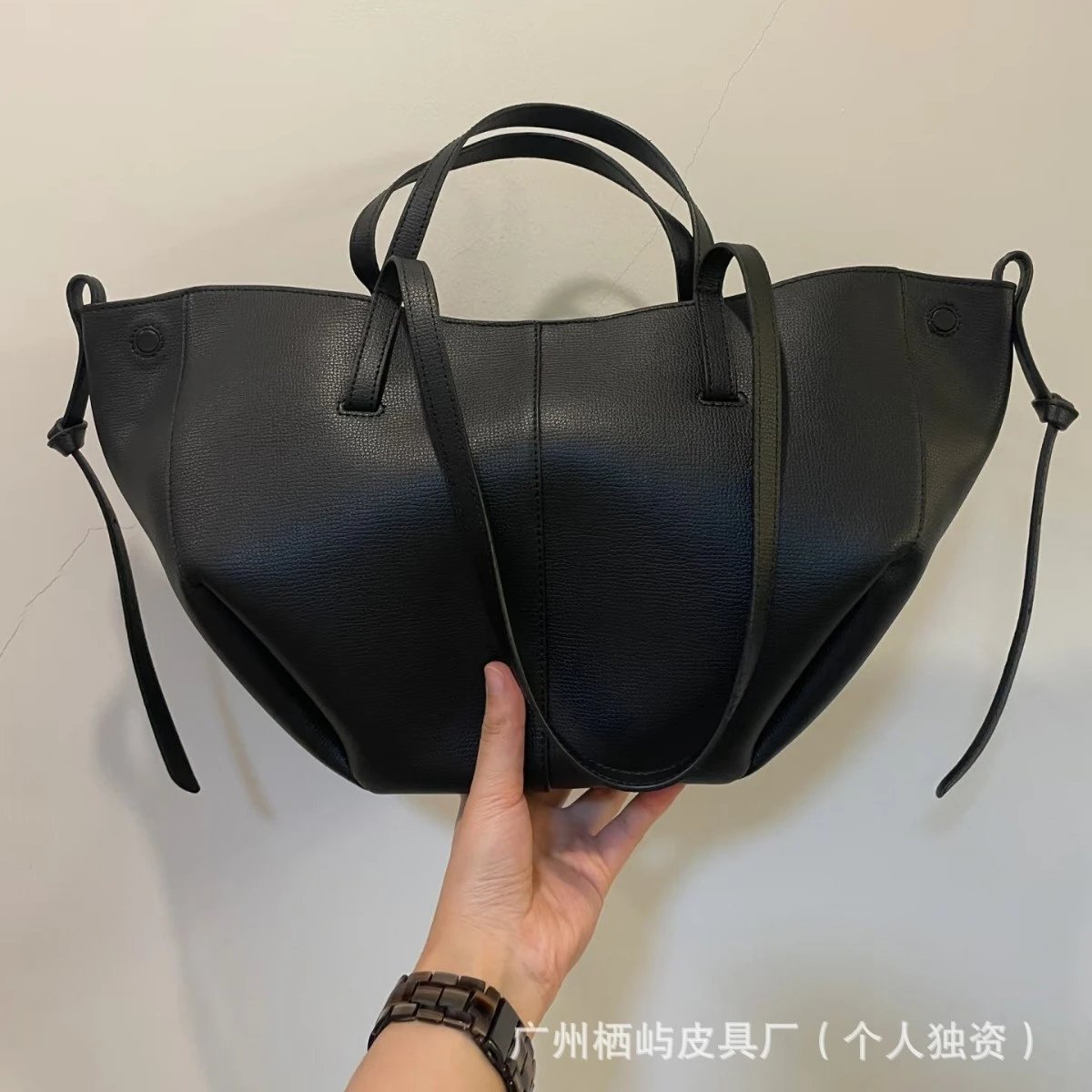 跨境爆款pol波灵恩翅膀包Cyme牛皮水桶包手提包托特大容量通勤女