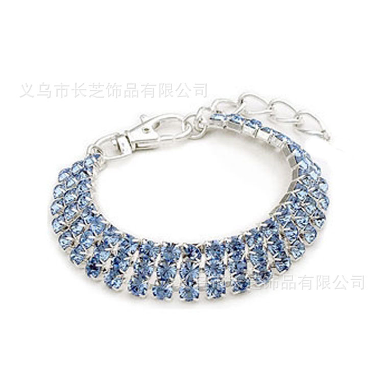 British Style Hot Pet Accessories 3 Row Rhine Stone Pet Necklace Dog Chain Cat Crystal Collar Pet Supplies