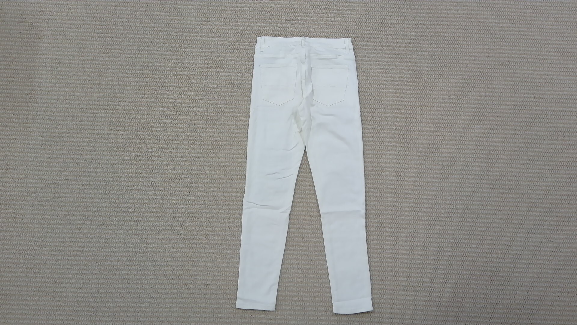 High Street Fashion Brand White Slim Stretch Ripped Jeans Men's Casual Pants Men's American Ripped Pants 843 — QC-foto 2