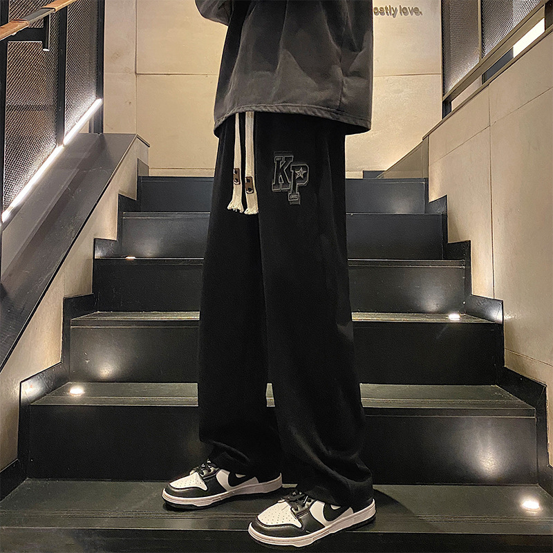 Straight Pants Men's Spring and Summer 2023 New Fashion Brand Sports Pants Boys American Loose Wide Leg Casual Pants