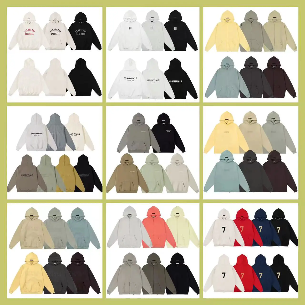 Correct version of FOG ICON compound line flocked letters casual loose high street padded couple hooded sweatshirt men and women