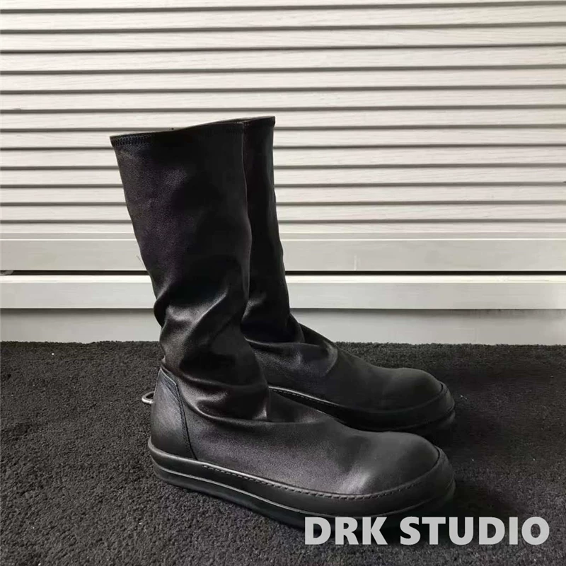 Main line, heel hook, iron ring, iron hook, all black sheepskin male god boots, men's and women's couple boots, midsole boots, socks boots