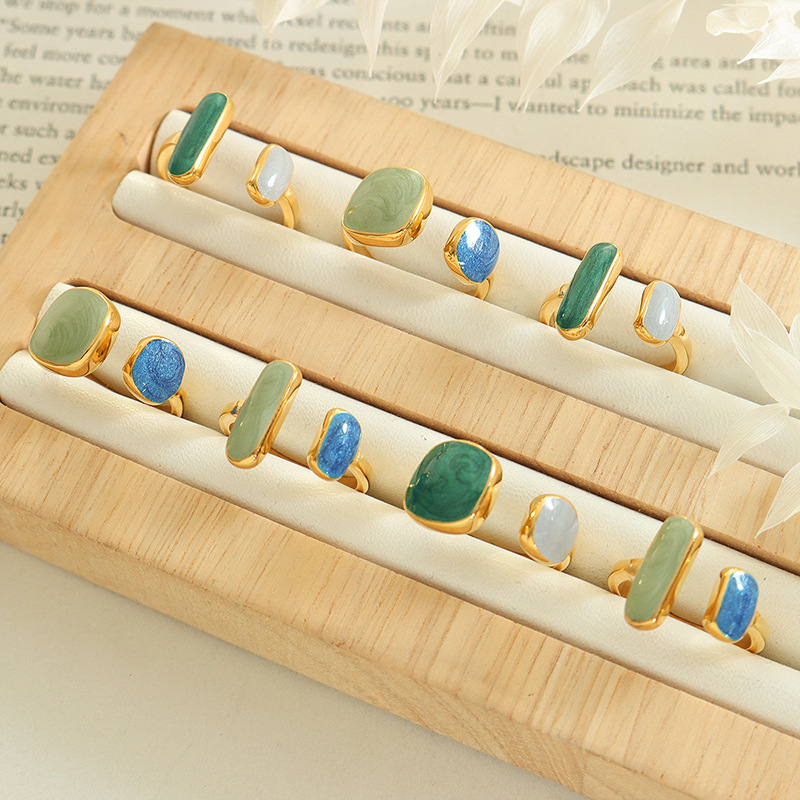 French Enamel Distinctive Oil Dropping Open Ring Fashion Trend Ring Ring Open Index Finger Japanese and Korean Simple Ring
