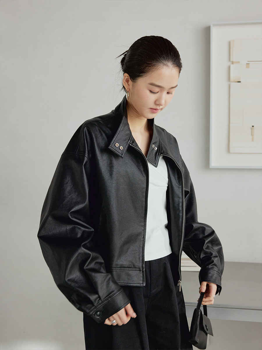 Timeless, Simple, Retro Aviator Motorcycle Jacket with a High-End Feel, Leather Jacket, 2026 Spring Model, 30522