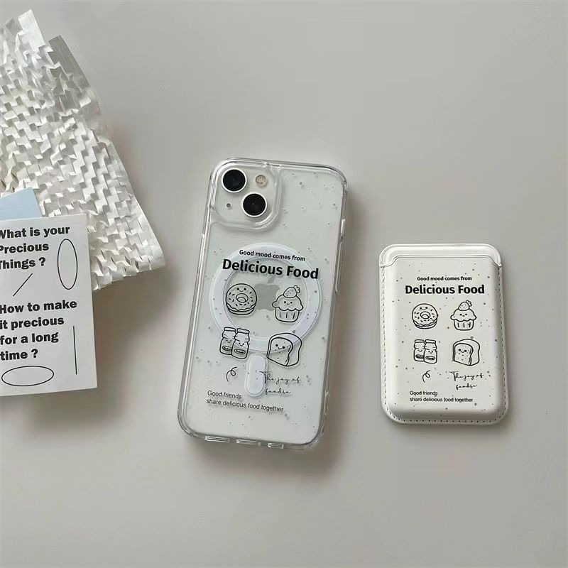 Ins Style Toast Pattern Suitable for Apple 17Promax Mobile Phone Case 17 16 Transparent Magnetic Suction 11 Buttons 14 15P