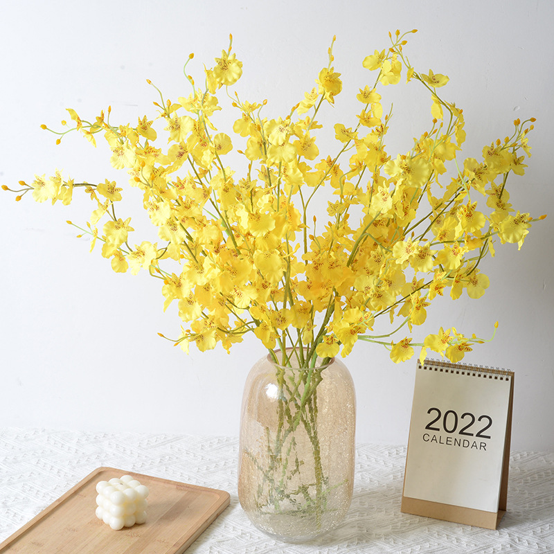 Wow Customized 5-Pronged Artificial Flower Dancing Orchid Fake Flower Cross-Border Phalaenopsis Bouquet Wedding Home Decoration Handmade Flower