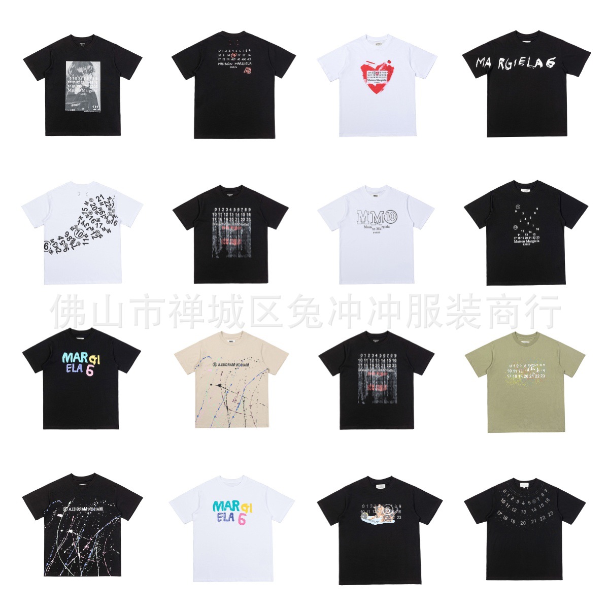 European and American New Style Mm6 Margiela T-Shirt 2024 Summer New Model Unisex Couple's Large Size Digital T-Shirt photo QC de 1688 sur Qualit.ly