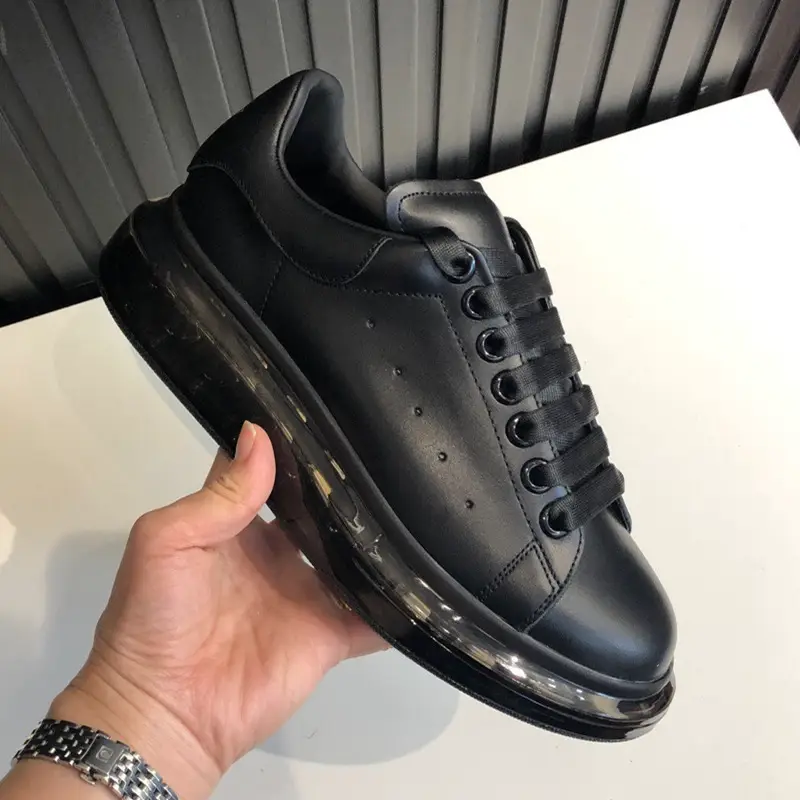 Spring new white shoes men's hidden height-increasing genuine leather couple's air cushion transparent bottom casual sports women's Korean fashion
