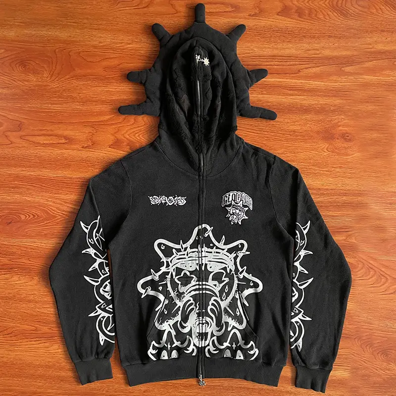 Glo Gang Eroded Glo Thermal Hoodie Beverage Cartoon Casual Washed Hooded Sweatshirt