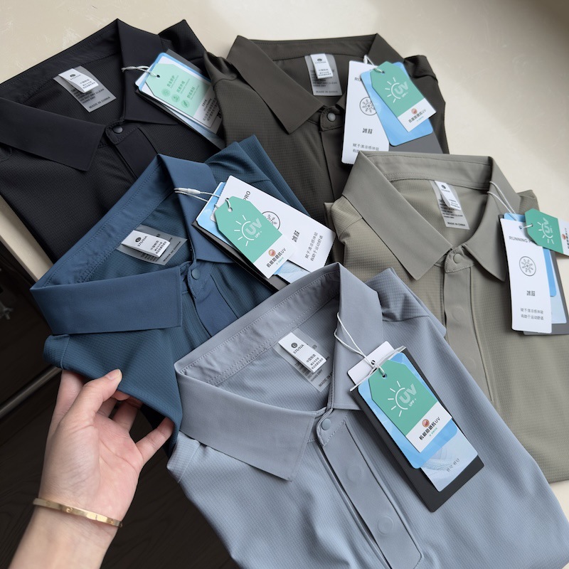 Pole End Cabinet Blast Cool Ice Silk Grid Cool Summer Breathable Quick-drying Sports Men's Short-sleeved POLO Shirt