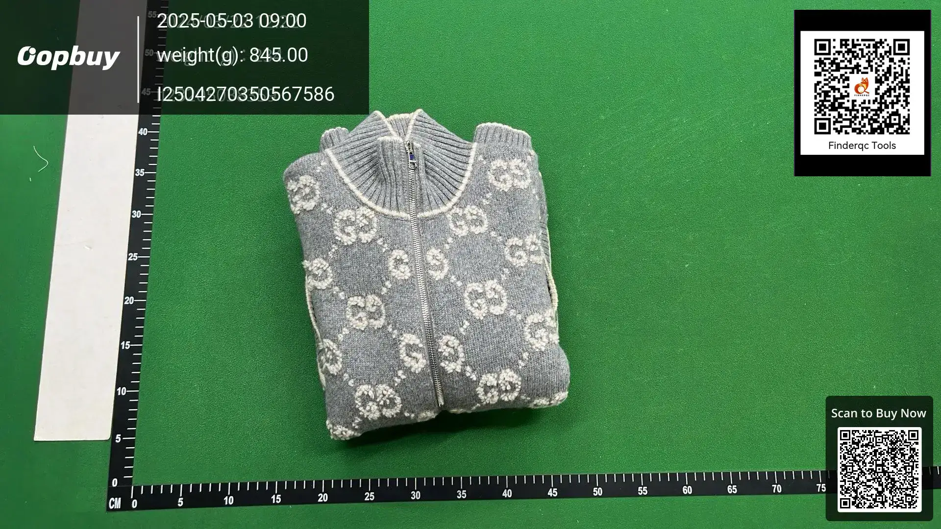 Gucci GG Jacquard Knit Zip Jacket Grey