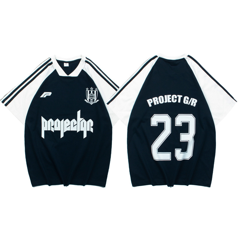 2025 Cross-border American Kanye High Street Half-sleeve No.23 Stitching Loose Casual Sports Trendy Short-sleeve T-shirt Top