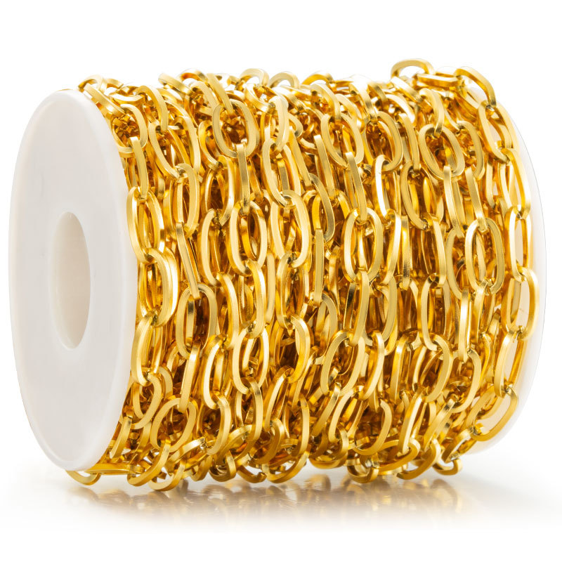 Stainless steel square chain cross chain non-fading vacuum gold men's and women's necklace bracelet stainless steel chain diy in stock