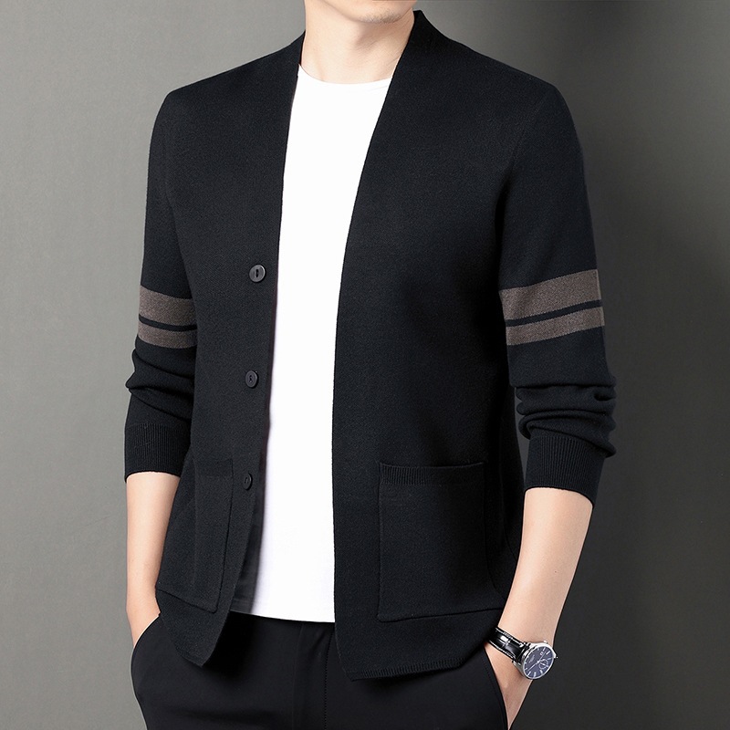 Autumn Knitted Cardigan Men's Sweater Jacket New Spring and Autumn Style Casual Solid Color Simple Top