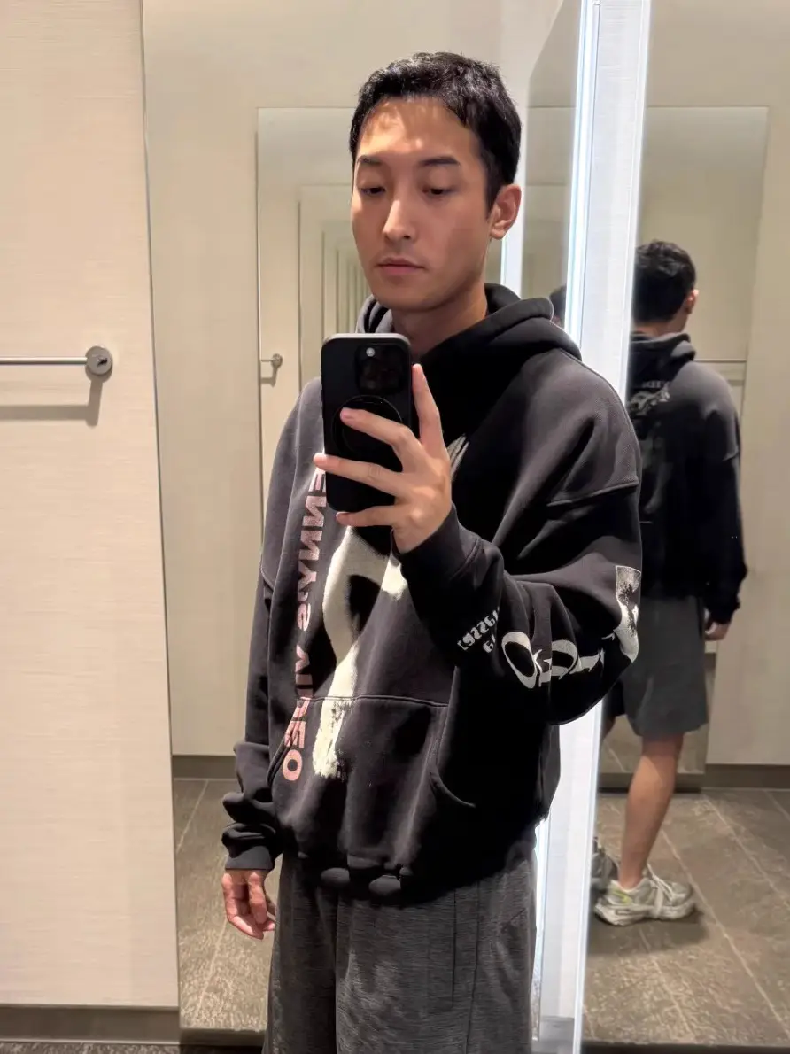 ERD忧郁的富二代新款本尼的视频图案水洗做旧男士情侣连帽卫衣秋
