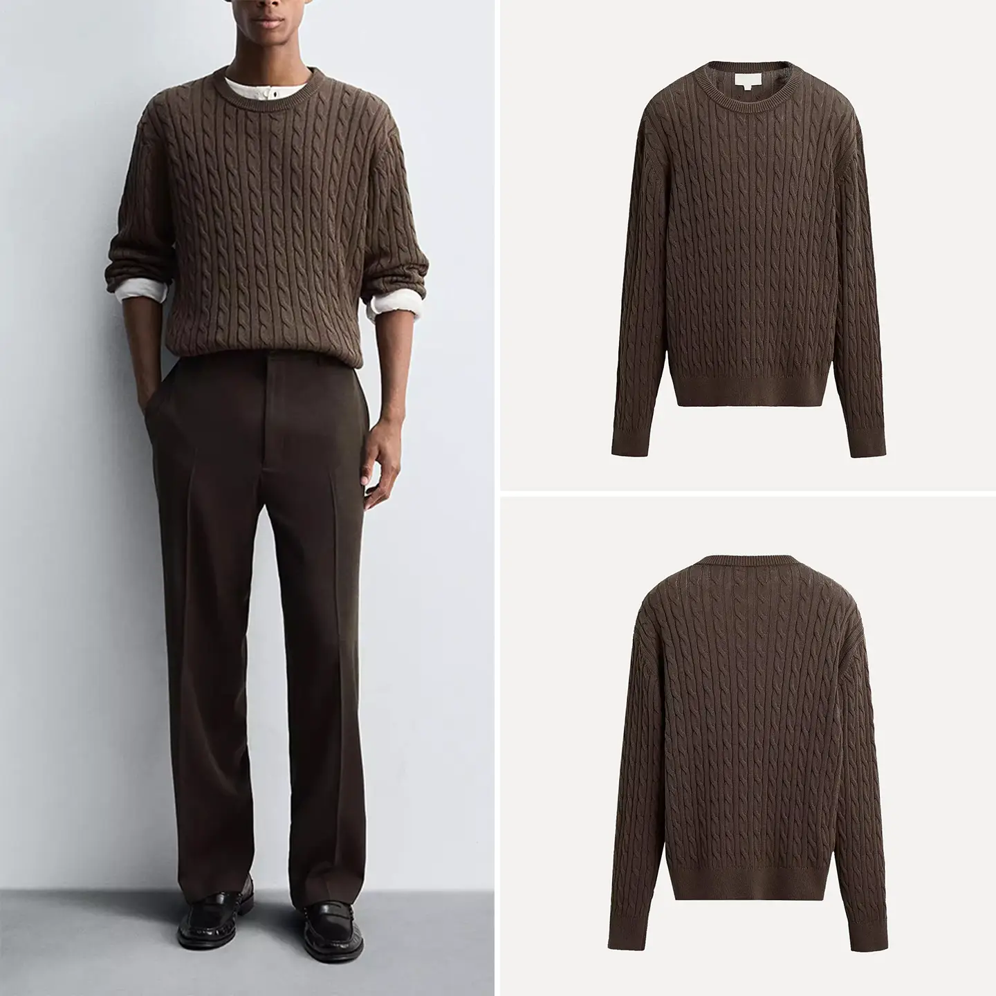 Cabinet 549! 2025 Autumn New Men's Twisted Flower Texture Slimming Straight Sleeve Knitted Sweater 2893326