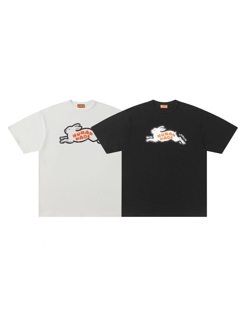 Summer Trendy Brand Ink Wash Duck 250g Bamboo Cotton Short-Sleeve T-Shirt Loose Fit Unisex Couple Style