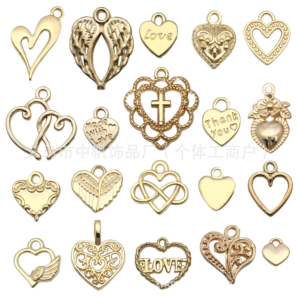 Mixed 20 KC gold hollow love letters LOVE small pendant DIY bracelet necklace jewelry pendant wholesale