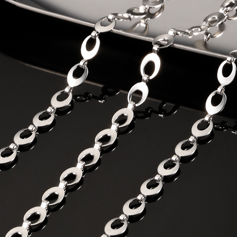 New stainless steel glossy duck egg chain diy jewelry accessories necklace bracelet titanium steel rugby chain Oval chain