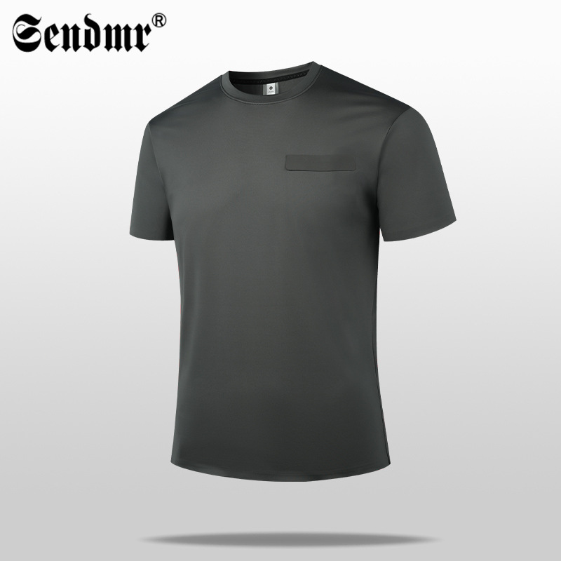 Ice Silk Technology Quick-Drying Seamless Glued Short-Sleeved T-Shirt Men's Summer Seamless Ice Silk T-Shirt Pure Color Sports Fitness T-Shirt