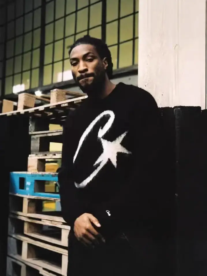 Drill Style American Street Hip-Hop Embroidered Letter Stand-Up Collar Zipper Cardigan Knit Sweater Men's Trendy Brand Jacket