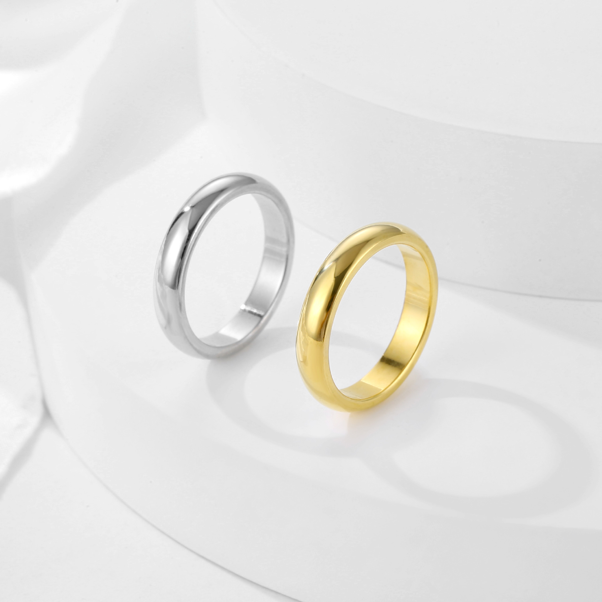 304 Stainless Steel Smooth Plain Ring Titanium Steel Non-Fading Women's Tail Ring Trendy Jewelry Ring