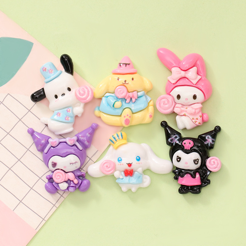 Cute Medium Cartoon Lollipop Puppy DIY Cream Gel Phone Case Hairpin Shoe Buckle Material Resin Jewelry