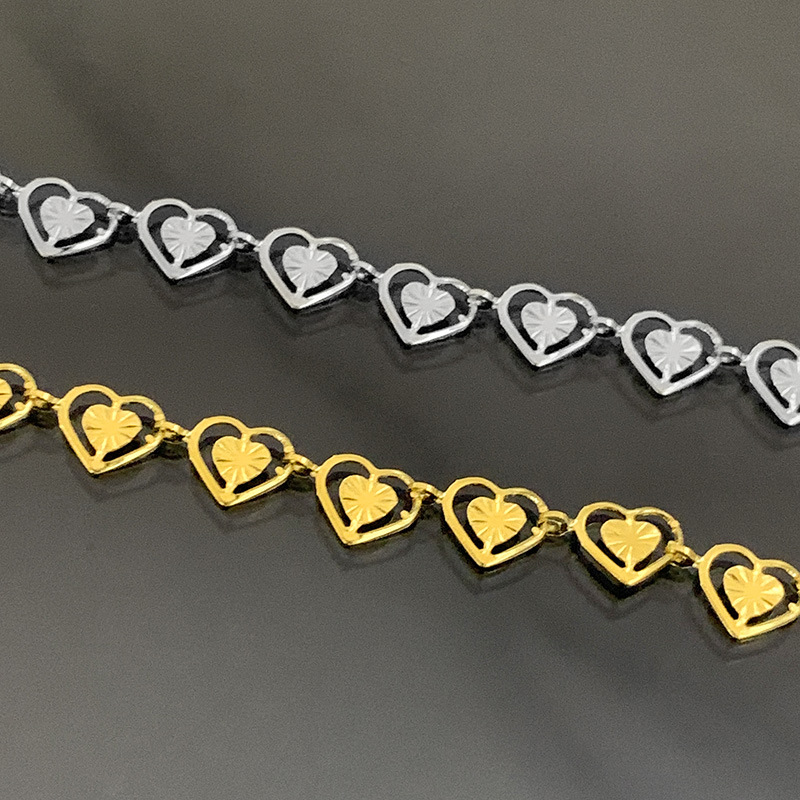 Stainless steel double love chain vacuum gold chain DIY jewelry necklace bracelet European and American hip hop fashion decoration chain