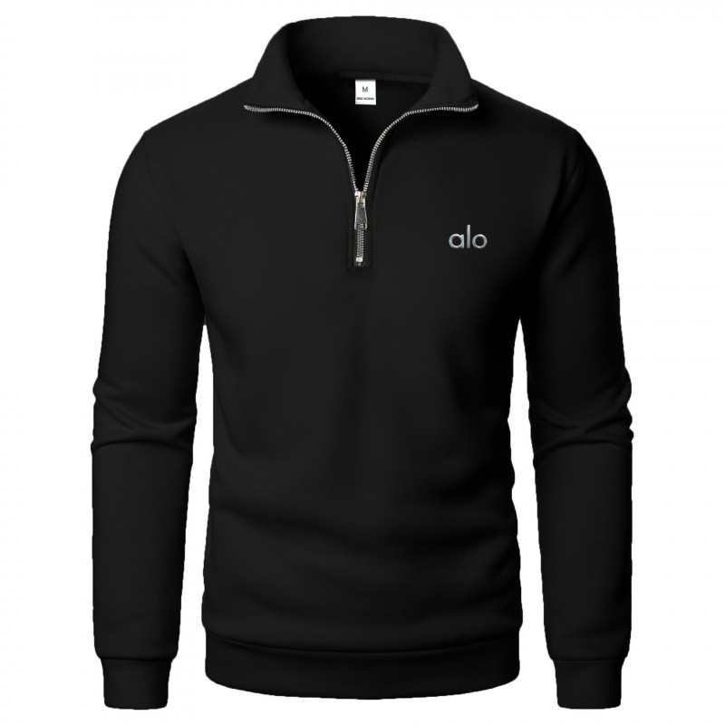 Alo Casual Half-Zip Stand-Up Collar Sweatshirt Trendy Simple Loose Large Size Amazon Temu Fleece Men's Sweatshirt Foto QC de 1688 na Qualit.ly