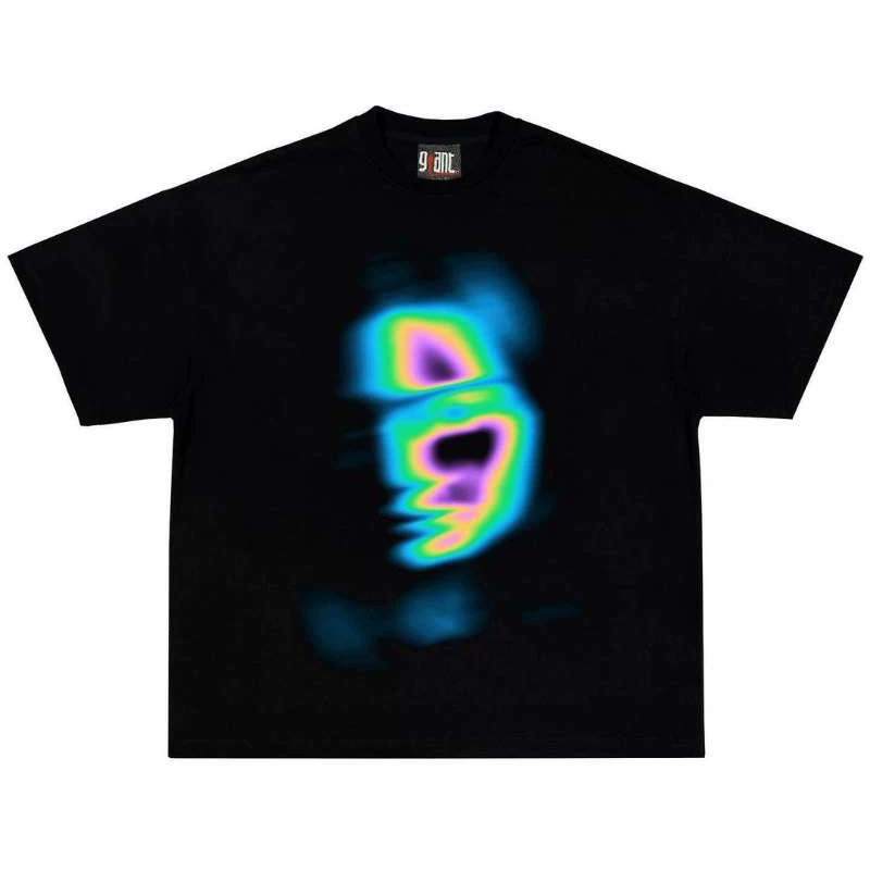 Abstract Pattern 260g Heavyweight Pure Cotton! Trendy Brand Loose Oversize Casual Short-Sleeved T-Shirt