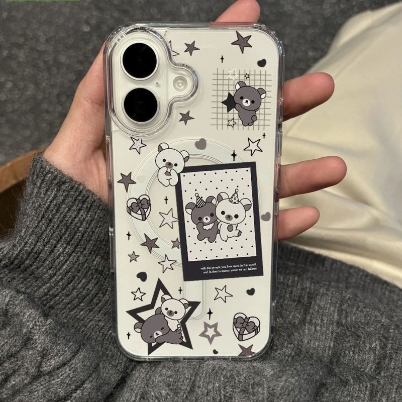 Rilakkuma Star Suitable for Apple 16 Pro Max Magnetic Ai Button 14 15 Acrylic Large Hole 13 Pro Cartoon