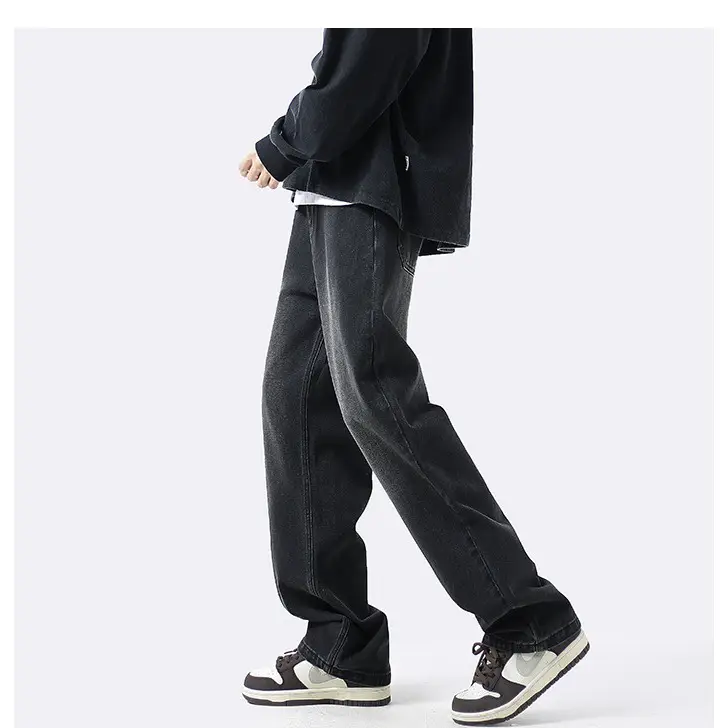 American retro jeans Men's Four Seasons fashion brand straight loose wide-leg pants European and American high street vibe casual trousers