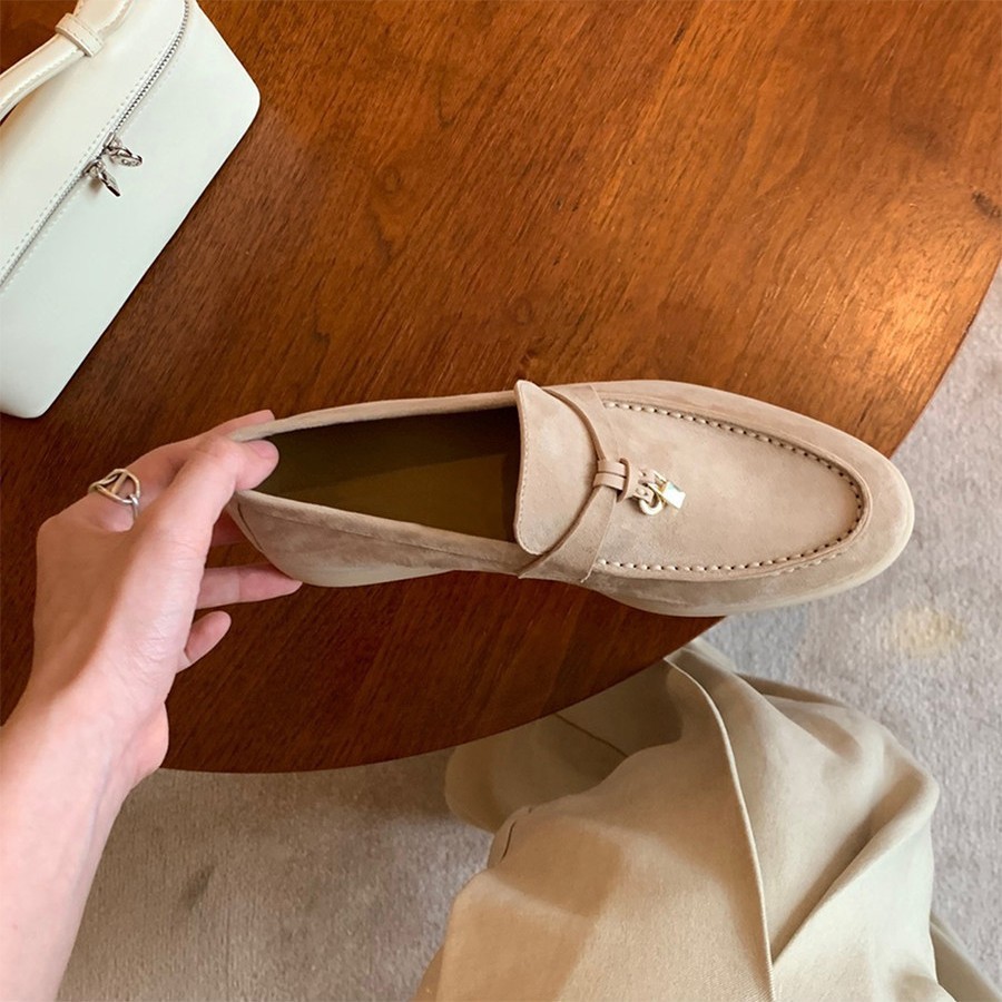 2026 New Style Tassel Buckle Loafers for Women, Flat Slip-On Versatile Soft Sole Suede Shoes