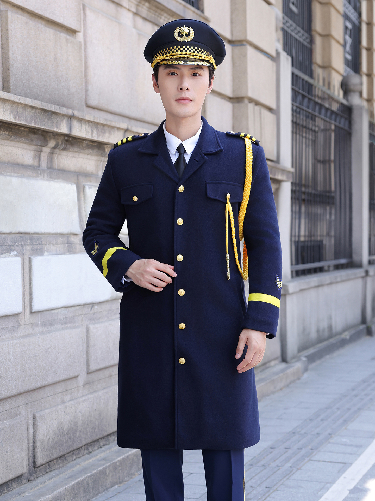 2025 Spring and Autumn Style Security Guard Uniforms, Property Management Warm Woolen Coats, Security Clothing, Concierge Hotel Workwear Set
