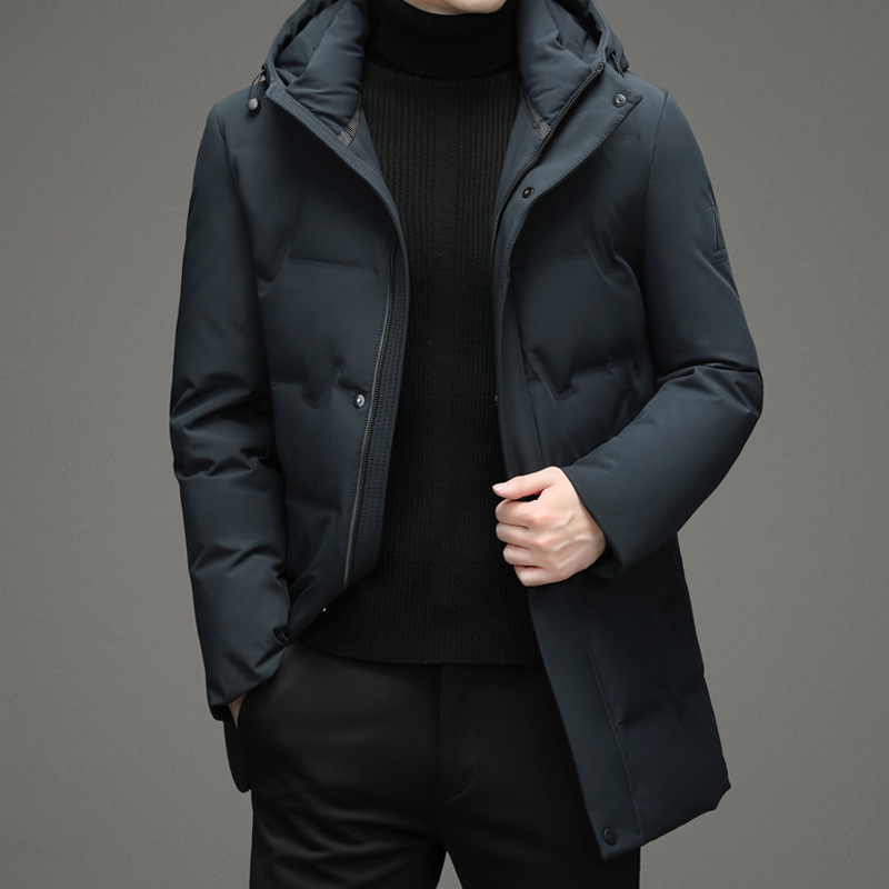 2024 New Mid-length Autumn and Winter Down Jacket Men's Casual Warm White Duck Down Men's Fashionable Jacket