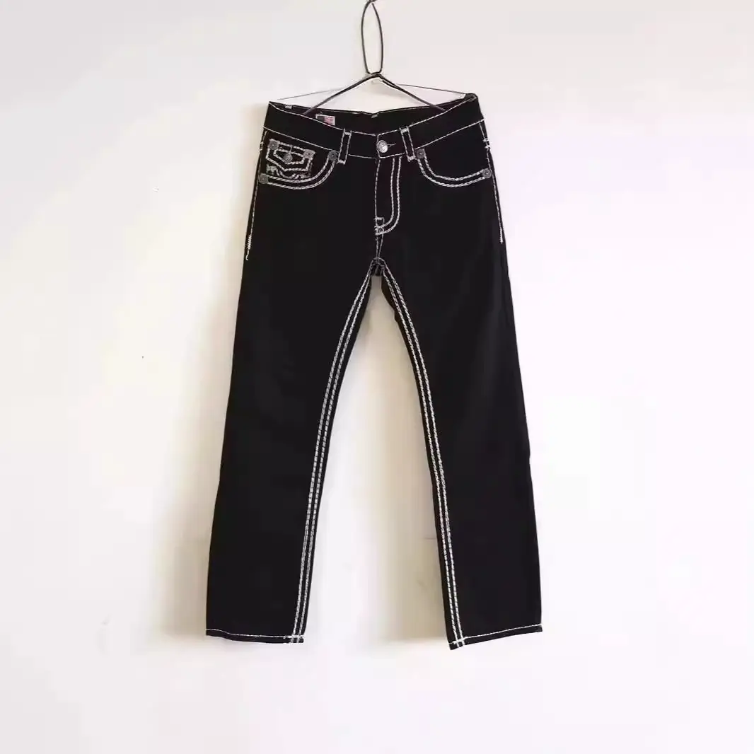New American street hip-hop punk style embroidery straight jeans men's casual Slim jeans