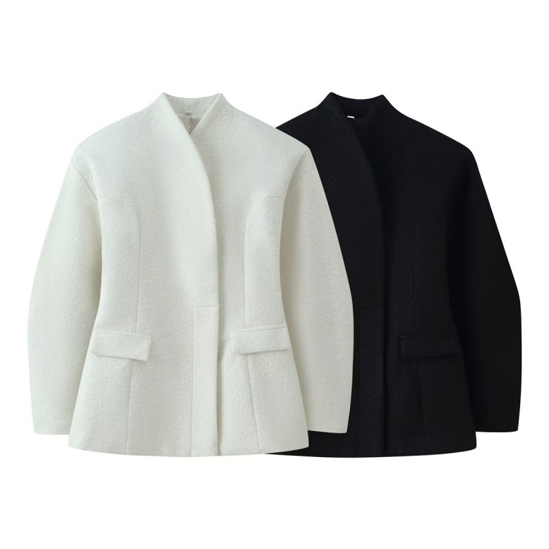 Cross-Border Women's Clothing Manufacturer Wholesale 2025 New Models Aliexpress Hot-Selling Fashion Thickened Woolen Waist-Cinching Coat Jacket