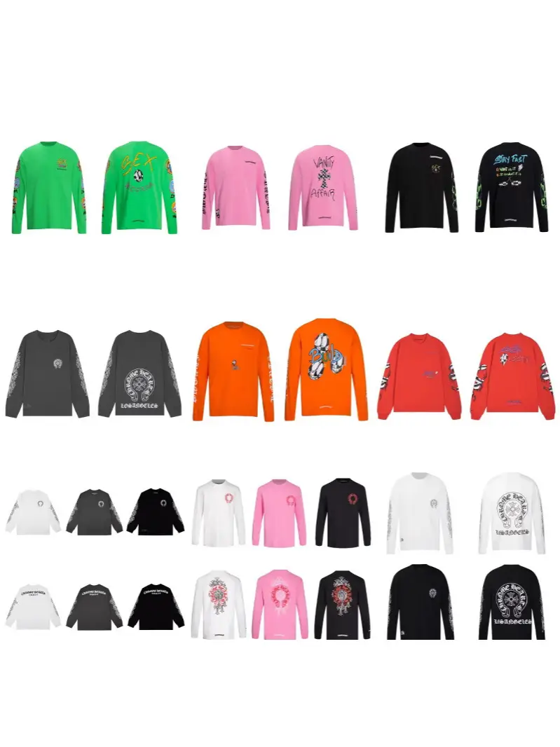 Trendy Chrome Hearts Sanskrit Cross Horseshoe Pure Cotton Unisex Long Sleeve Sweatshirt T-Shirt Collection