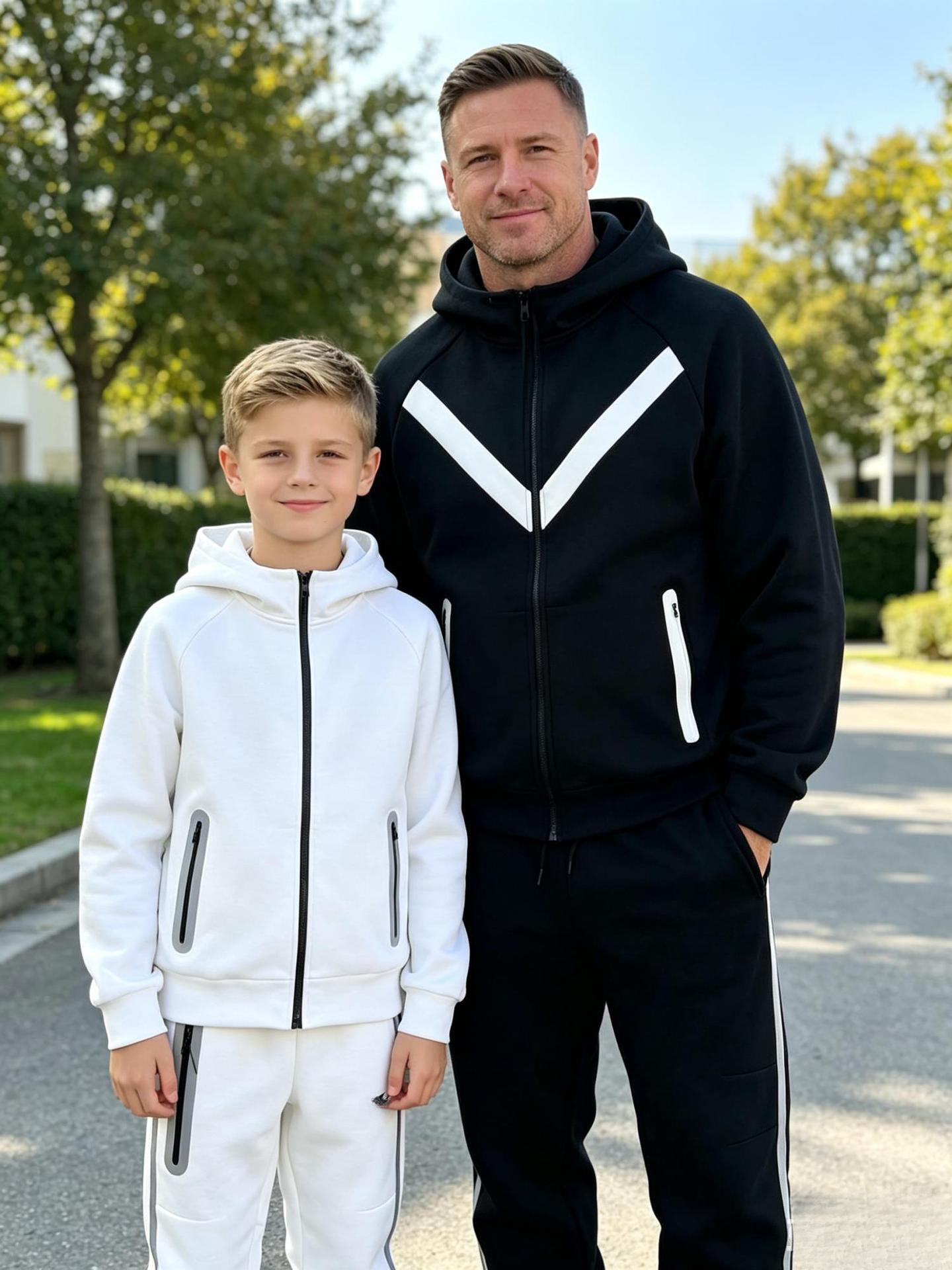 2026 European and American Cross-Border Multi-Size Sports Hooded Set Windrunner Laminated Windproof Sweatshirt and Air Layer Sweatpants Foto QC de 1688 na Qualit.ly