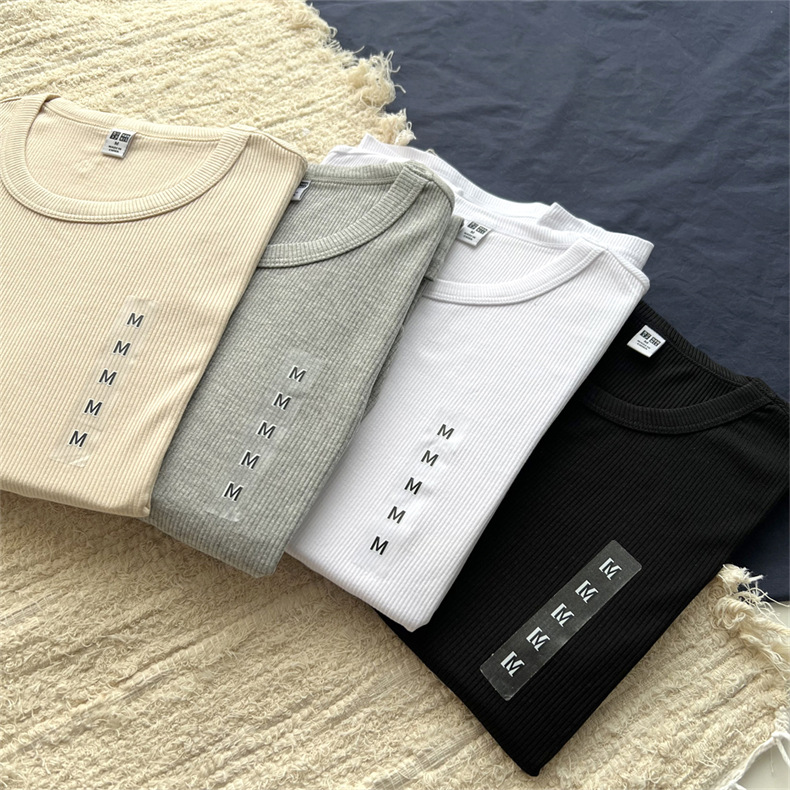 Xiao Youjia's same high-elastic body shaping slimming ~ just need women's waxy thread knitted crew neck long sleeve bottoming T-shirt