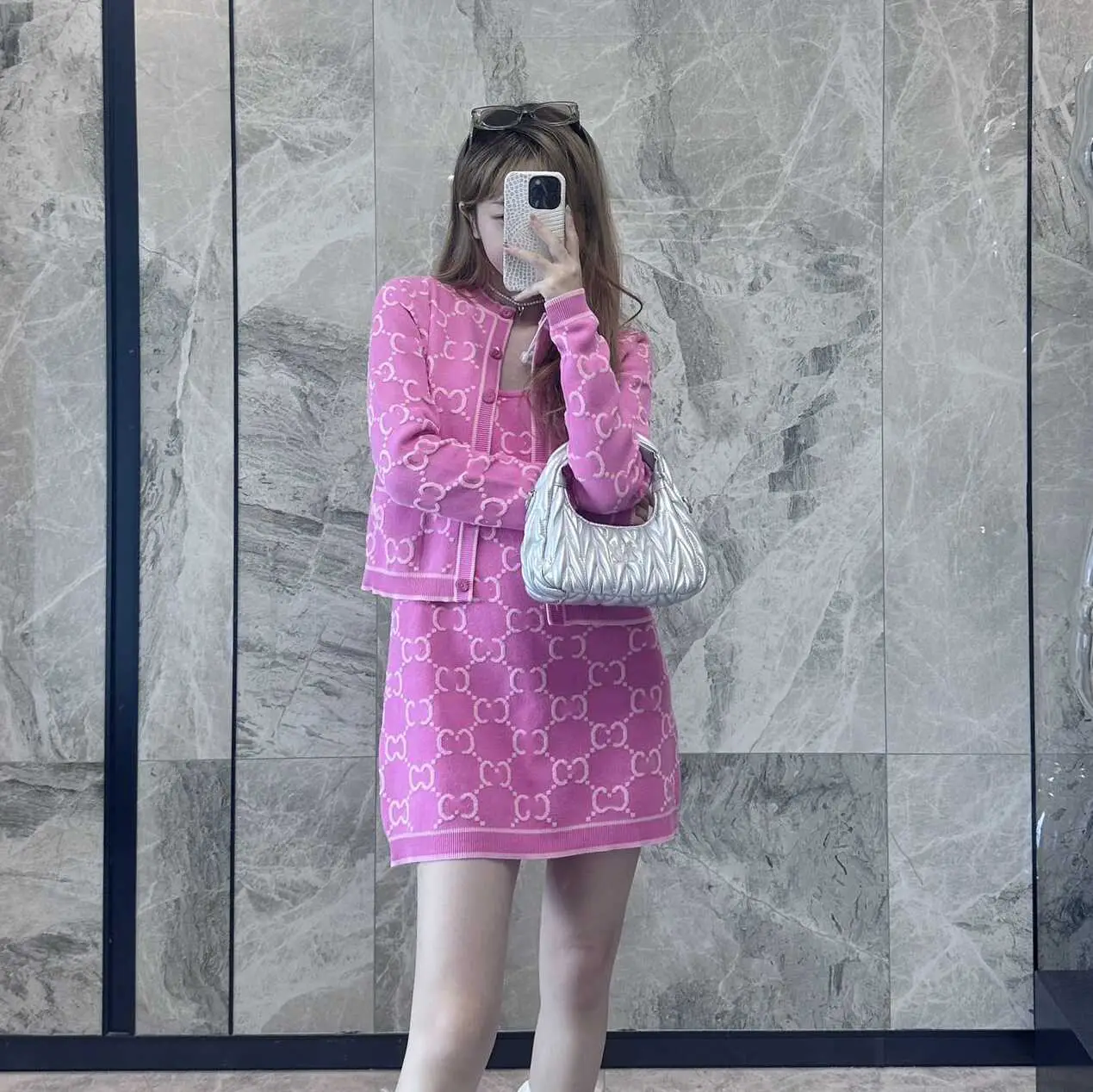 European Station Nanyou Classy Women's Clothing Cardigan Sweater Women's Knitwear Round Neck Long sleeves Tops letter Jacquard Dress