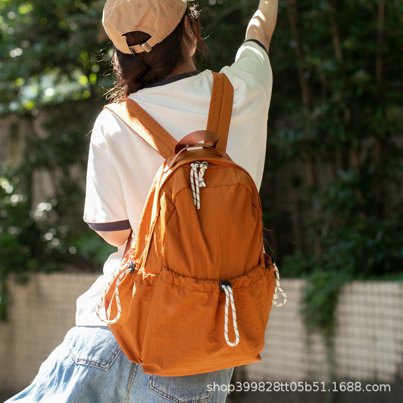 Lightweight Ins Niche Lightweight Large-Capacity Nylon Backpack Commuter College Student Bag Drawstring Harajuku Style Backpack