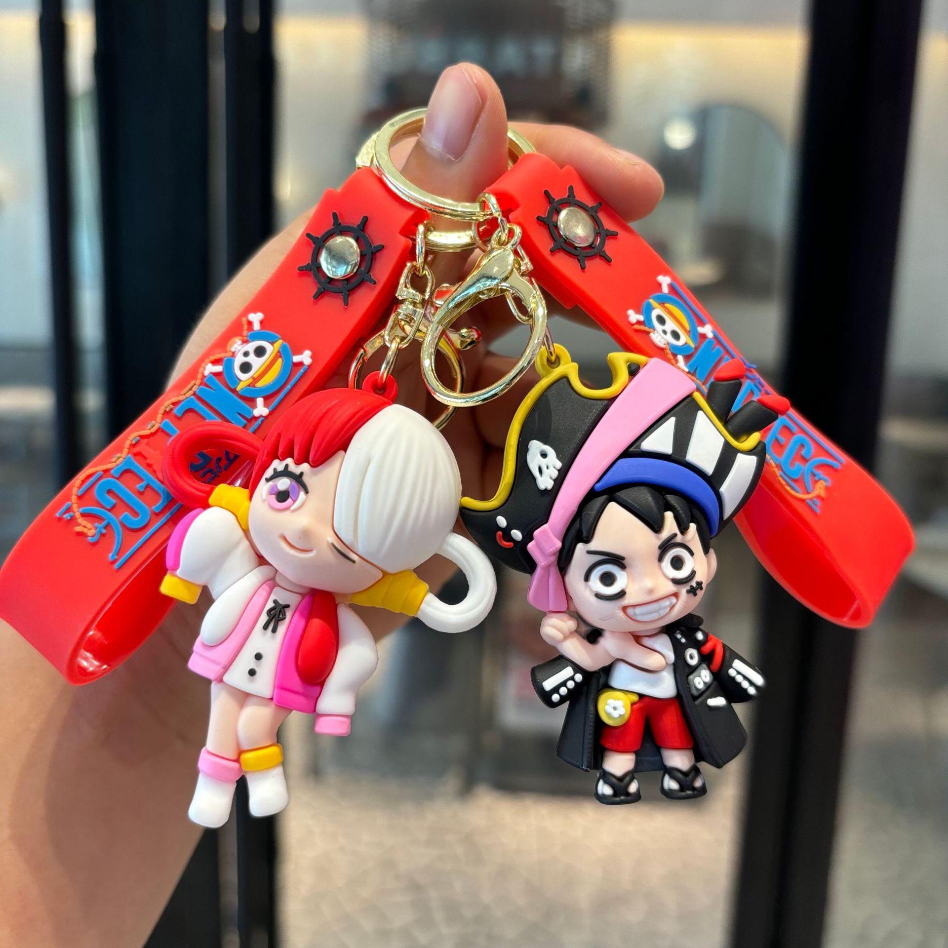 Cross-border One Piece Keychain Pvc Doll Pendant Car Bag Keychain Cute Key Ring