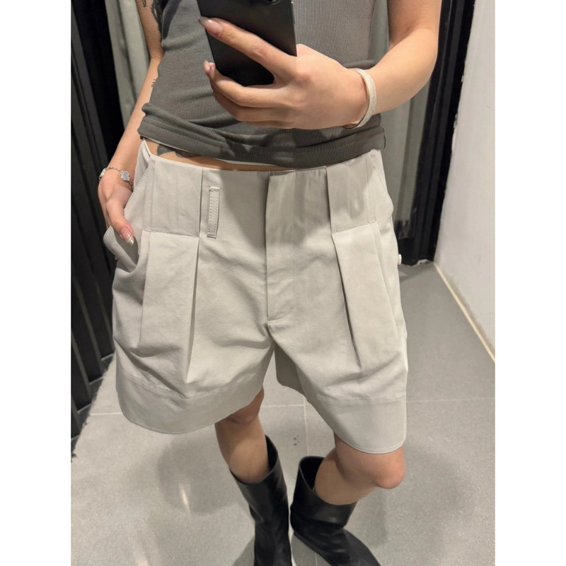 Longmei Loose Wide-Leg Shorts 2026 Spring and Summer New Korean Style Lc Simple Commuter Casual Women's Five-Point Shorts
