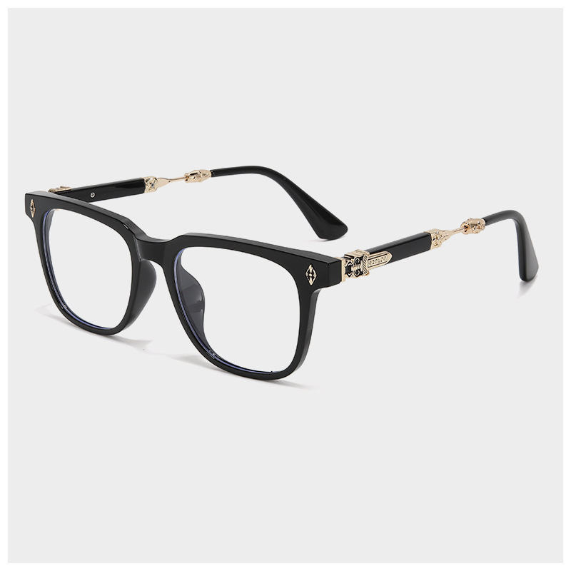 601 Retro Large Black Frame Plain Makeup Artifact Trendy Non-Prescription Glasses Can Be Fitted with Prescription Lenses for Large Faces and Slimming Eyeglass Frames