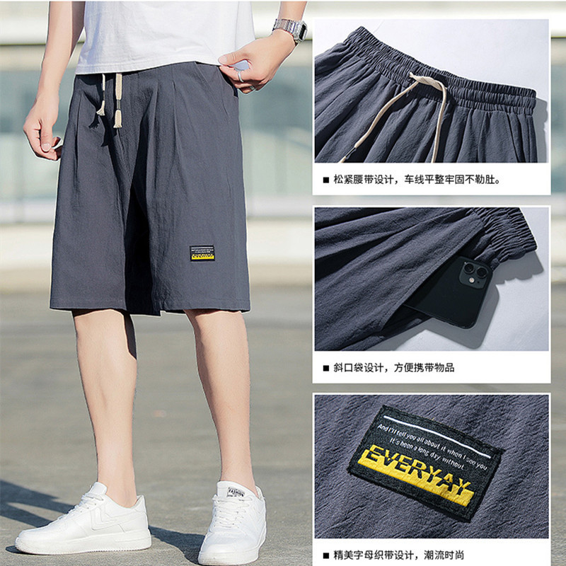 Cotton and Linen Large Size Shorts Men's Summer Outer Wear Beach Pants Five-Quarter Pants Boys Loose Trendy Casual Men's Pants