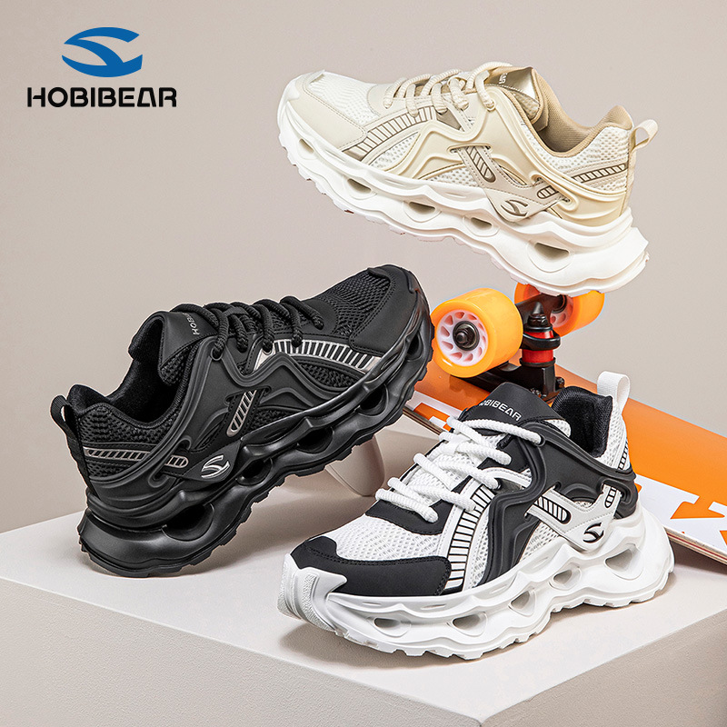 Hobibear Men's Shoes Spring Trendy Black and White Pure Color Retro Sports Shoes Men's Youth Casual Shoes Dropshipping
