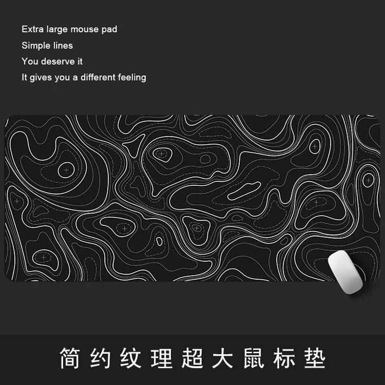 Minimally textured black e-sports mouse pad with precision lock edge office desk, student oversized gaming keyboard, anti slip desk pad QC-foto van TAOBAO op Qualit.ly