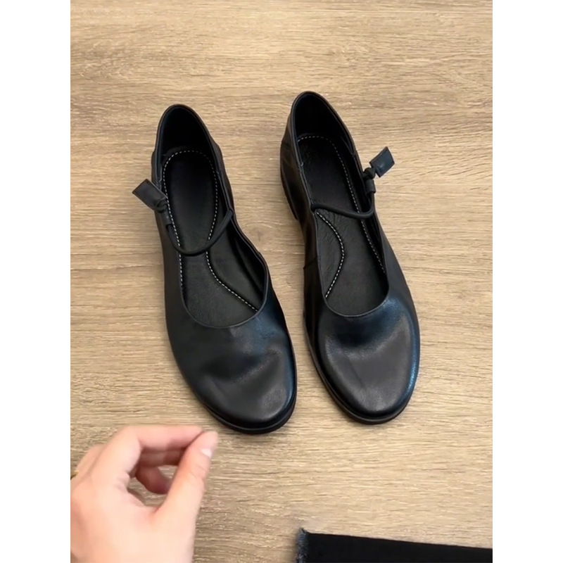 In-Stock Version~Vintage Niche Elastic Band Ballet Shoes with Soft Soles, Comfortable Mary Jane Flat Shallow-Mouthed Shoes