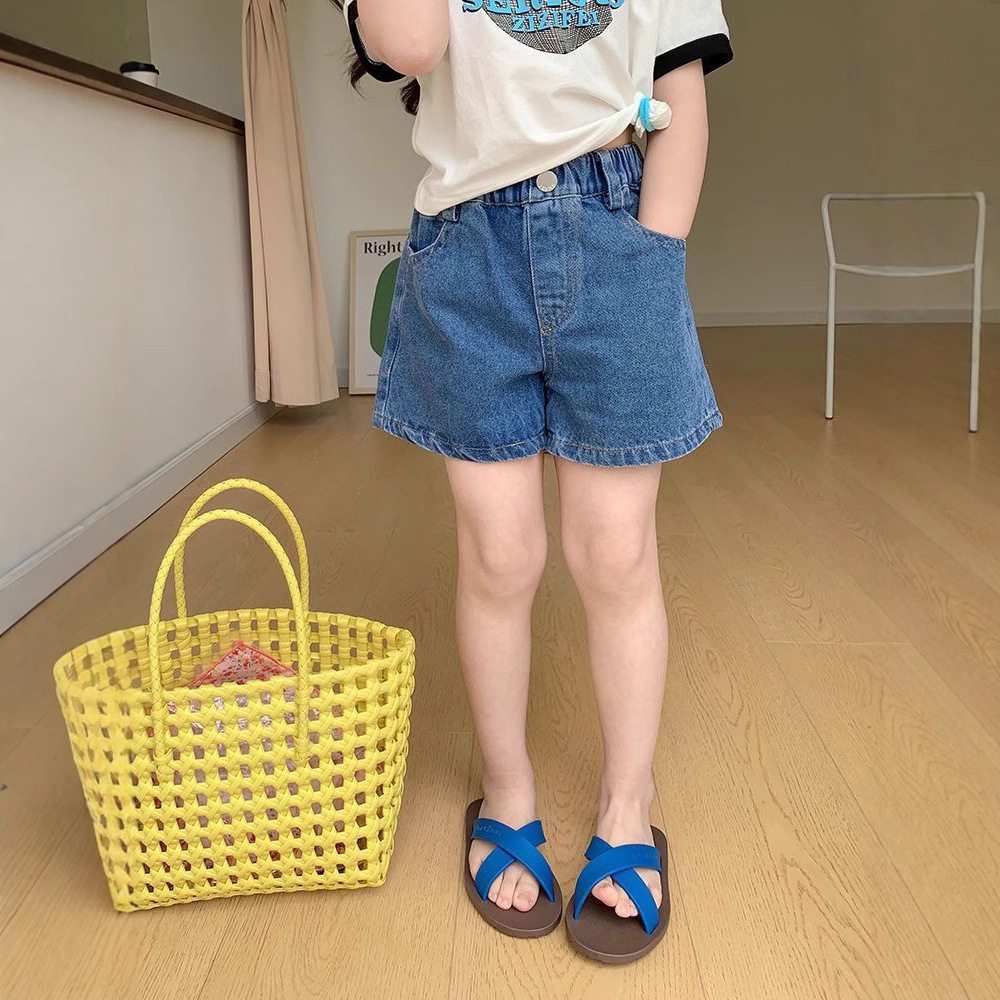 Girls' Summer Denim Shorts Trendy Children's Fashion Korean Hong Kong Style Retro Internet Celebrity Hot Pants